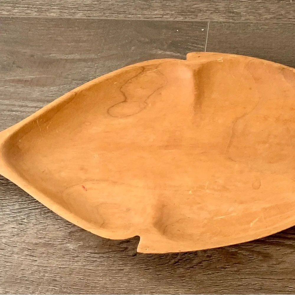 Fish Shaped Hand Carved Wood Chip & Dip Serving Platter Made in Haiti 21”x10”